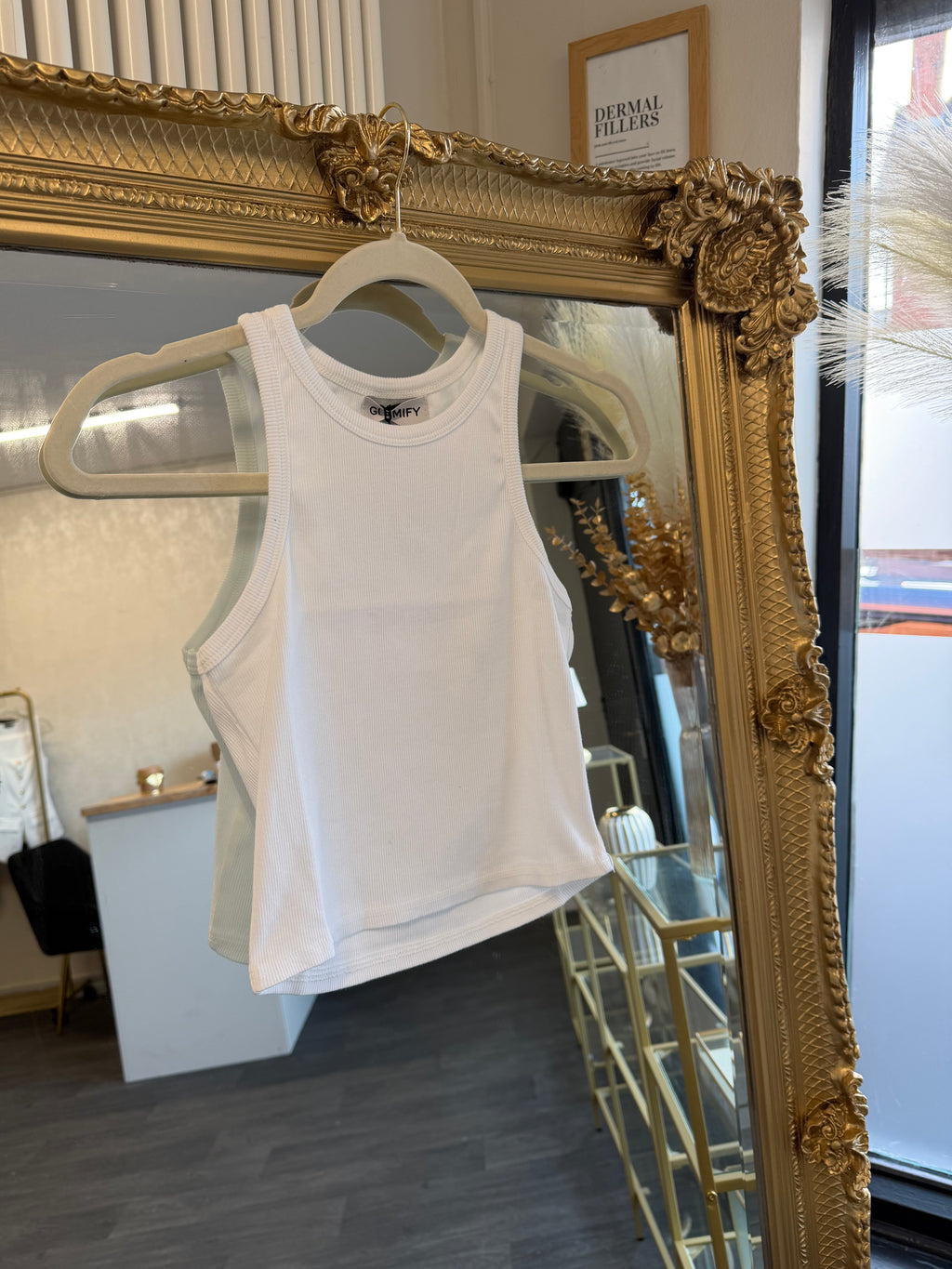 GEORGIA WHITE RIBBED VEST TOP