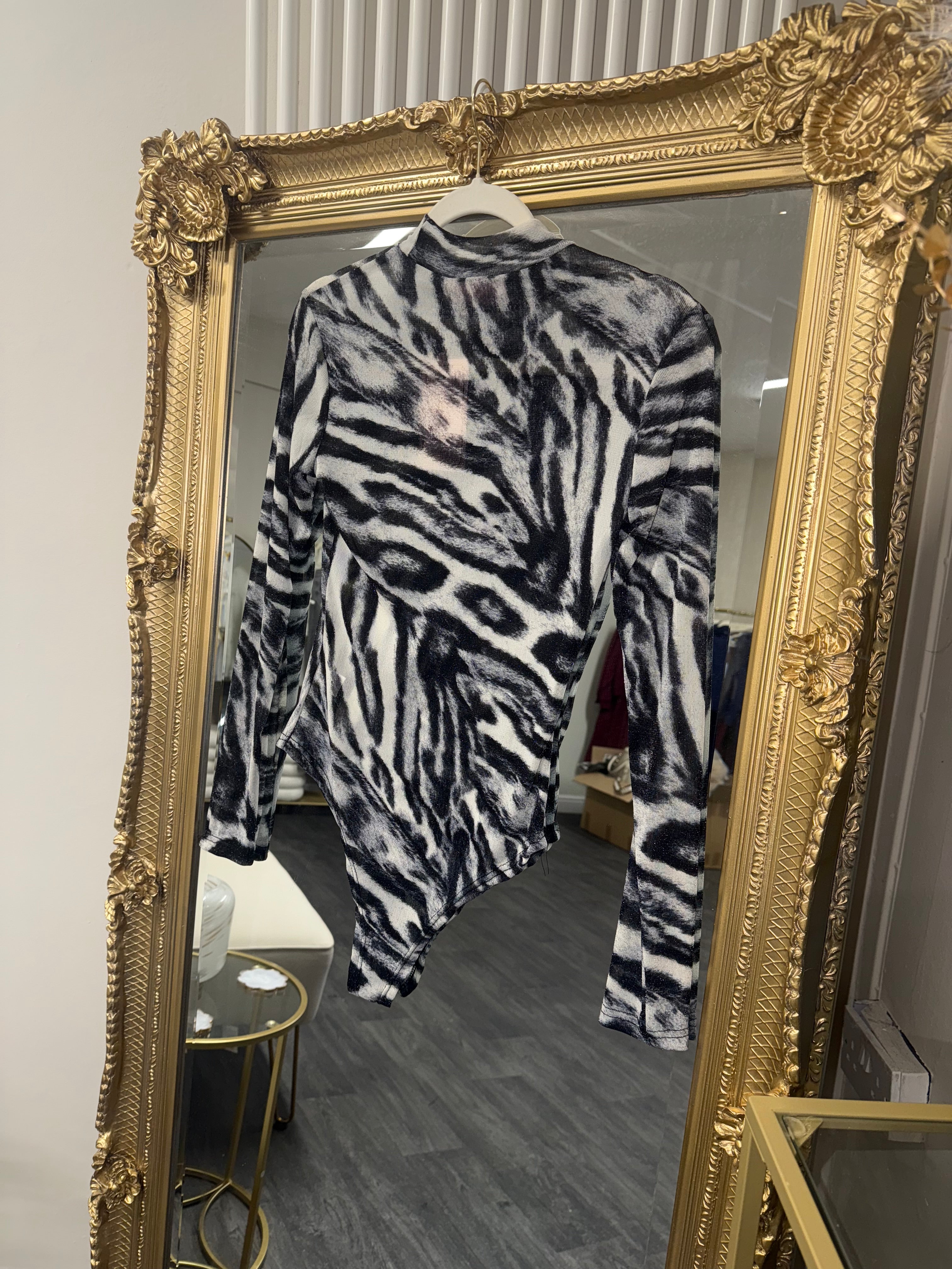 ANIMAL PRINT MESH BODYSUIT